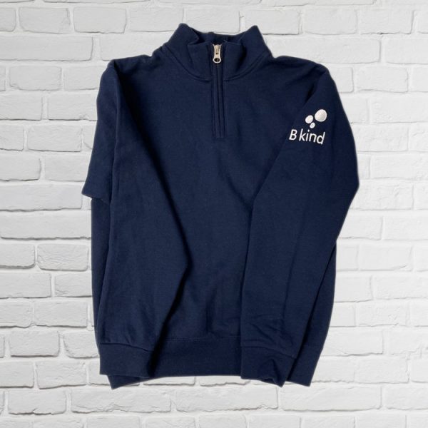 A navy blue sweatshirt with the word " shred " on it.