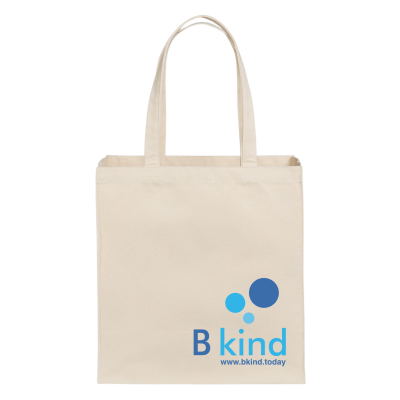 A white bag with the words b kind on it.